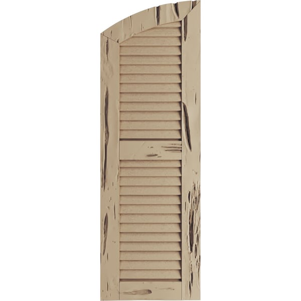 Pecky Cypress 2 Equal Louver W/Elliptical Top Faux Wood Shutters, 15W X 88H (83 Low Side)